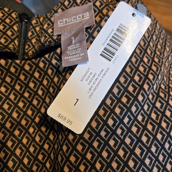 NWT Chico 1 Black Brown Women's Dress Sleeveless Misses Size Medium M  8 10 New - Picture 3 of 5